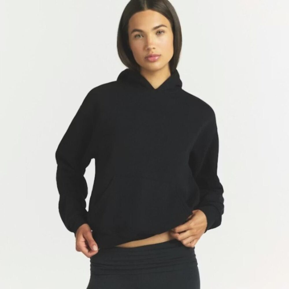 NWT SKIMS Cotton Fleece Classic Hoodie Sweatshirt ONYX Black XS